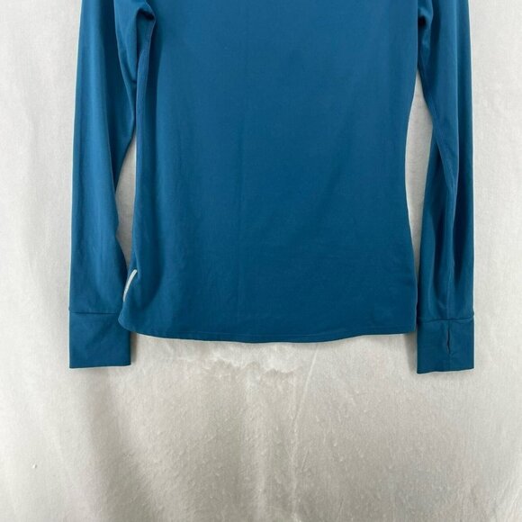 Fabletics Active Shirt Women's Sz S /6 Blue Crew Neck Fitted Thumbholes Stretch - Picture 9 of 12